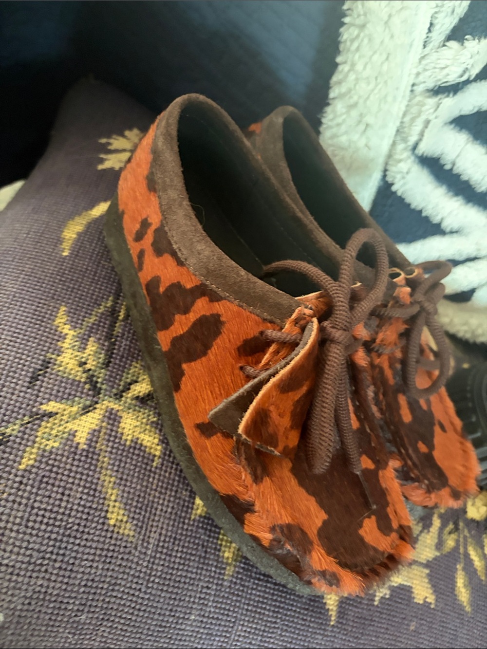 Clark’s Wallabee Brown Cow Print Shoe